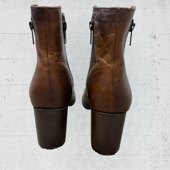 Frye Addie Double Zip Brown Ankle Leather Bootie Size 6 - Picture 5 of 11